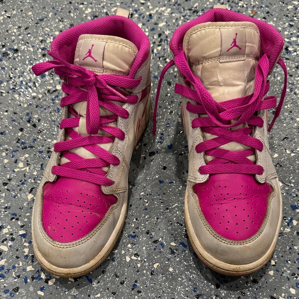 Nike Air Jordan Pink and White Mid Girls 3